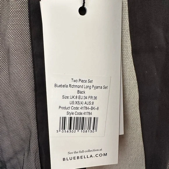 Bluebella Richmond Long Pyjama Set TOP Black - Picture 4 of 4